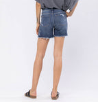 JB MID RISE BLEACH SPLASH DESTROYED SHORTS
