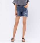JB MID RISE BLEACH SPLASH DESTROYED SHORTS