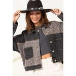 WILD LEOPARD COLOR BLOCK DENIM JACKET