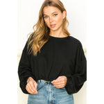 My Joy Drawstring Crop Sweatshirt