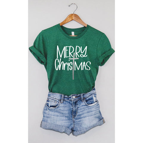 MERRY CHRISTMAS CROSS TEE