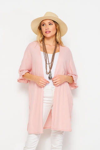 RIBBED OPEN CARDIGAN