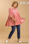 CURVY VELVET 3/4 SLEEVE TUNIC DRESS