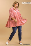 CURVY VELVET 3/4 SLEEVE TUNIC DRESS