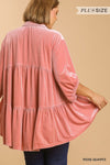 CURVY VELVET 3/4 SLEEVE TUNIC DRESS