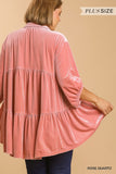 CURVY VELVET 3/4 SLEEVE TUNIC DRESS